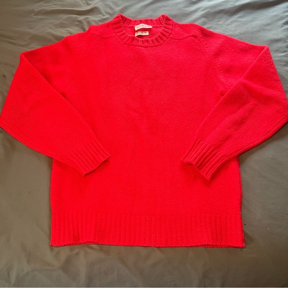 VTG 70s Alan Paine Sweater Mens Size 38 Small Red Pullover Shetland Wool England - Picture 1 of 6
